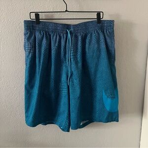Nike Swoosh 9" Blue Printed Volley Swim Shorts